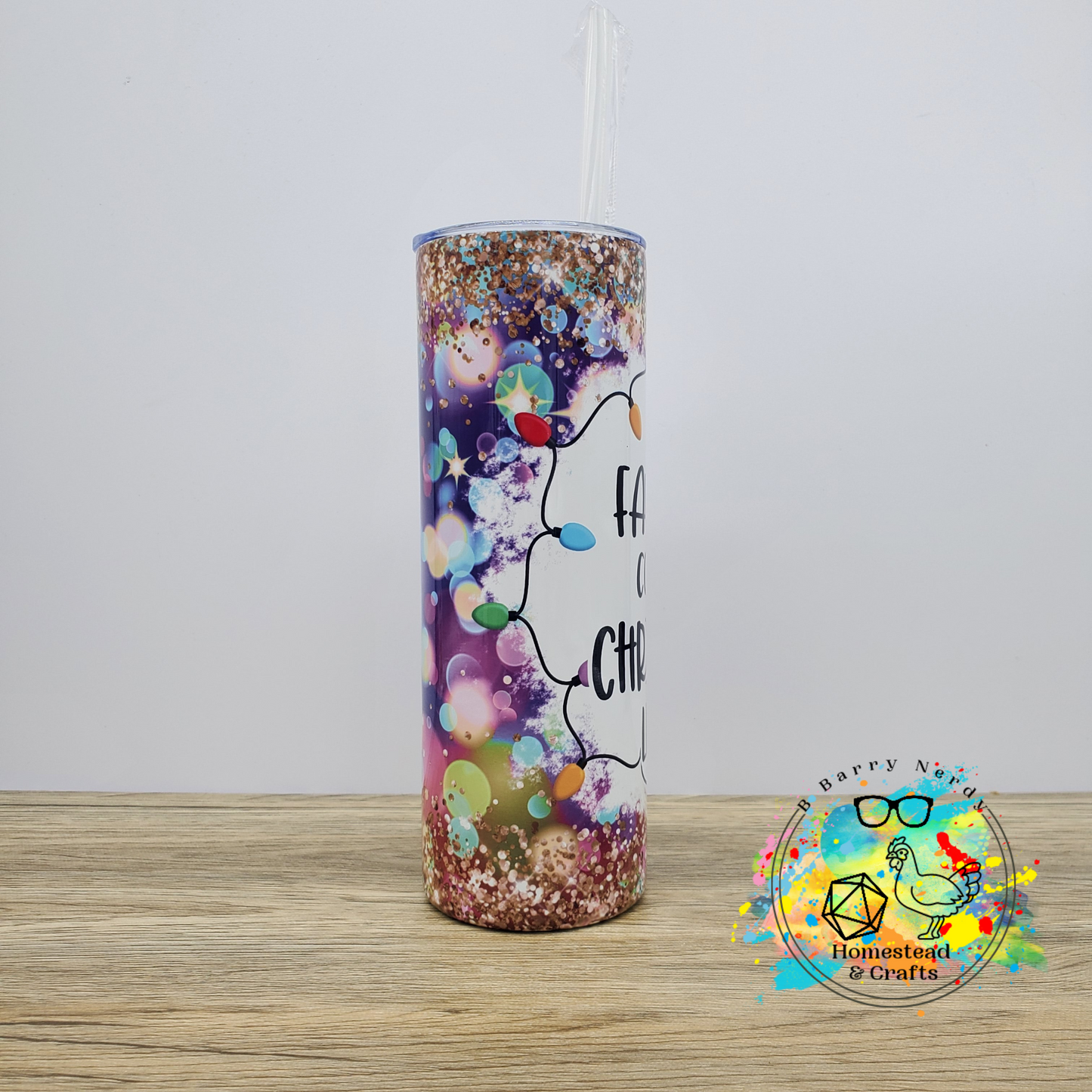 My Favorite Color Christmas Lights in Blue Bokeh, 20oz Sublimated Steel Tumbler