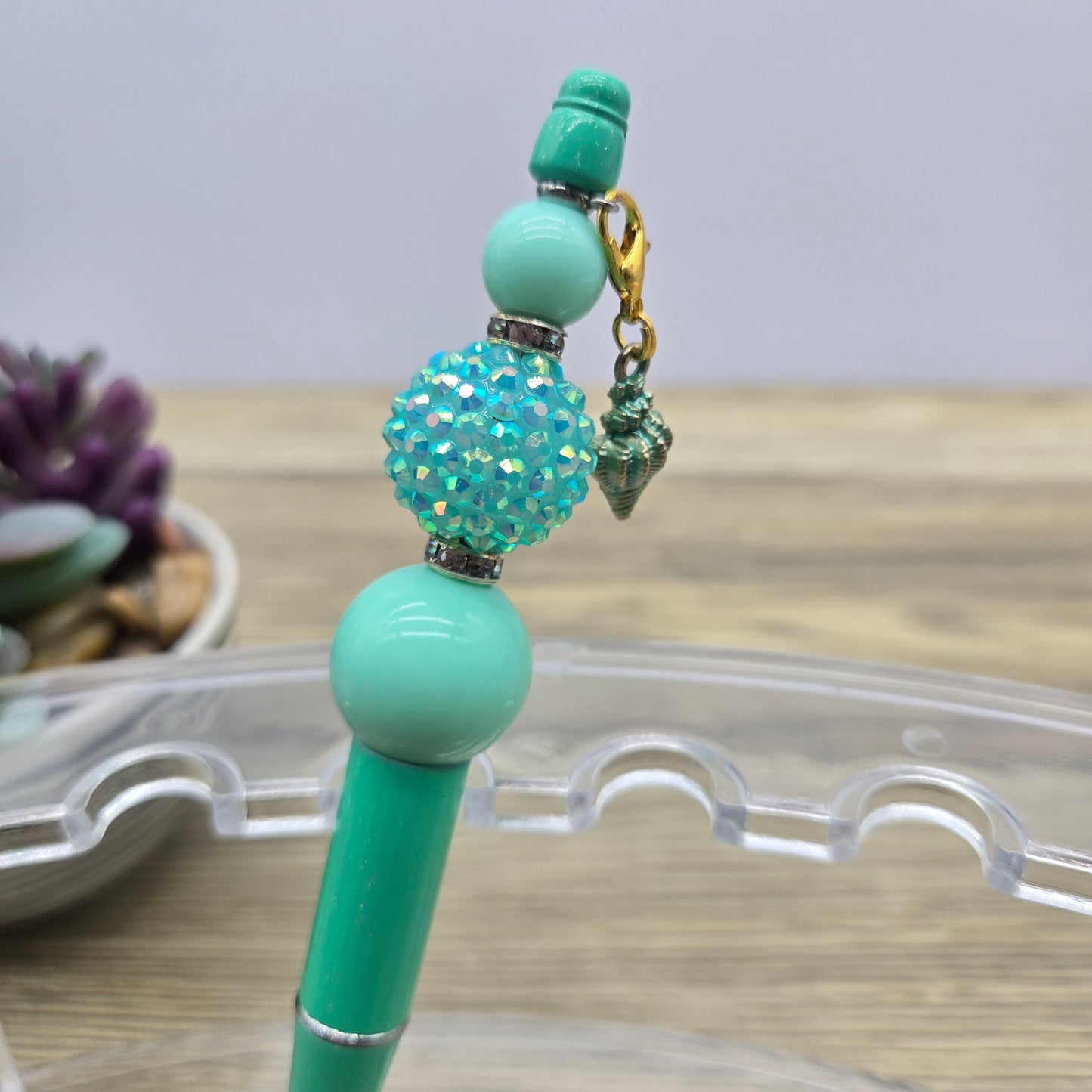 Mint Seashell, Acrylic Bubblegum Ballpoint Black Ink Pen
