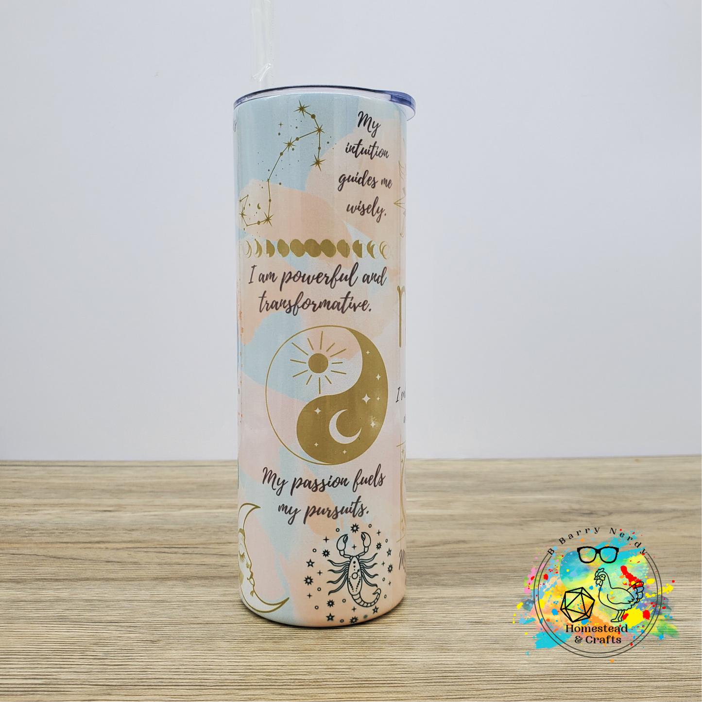 Zodiac Description Saying, 20 oz Sublimated Steel Tumbler