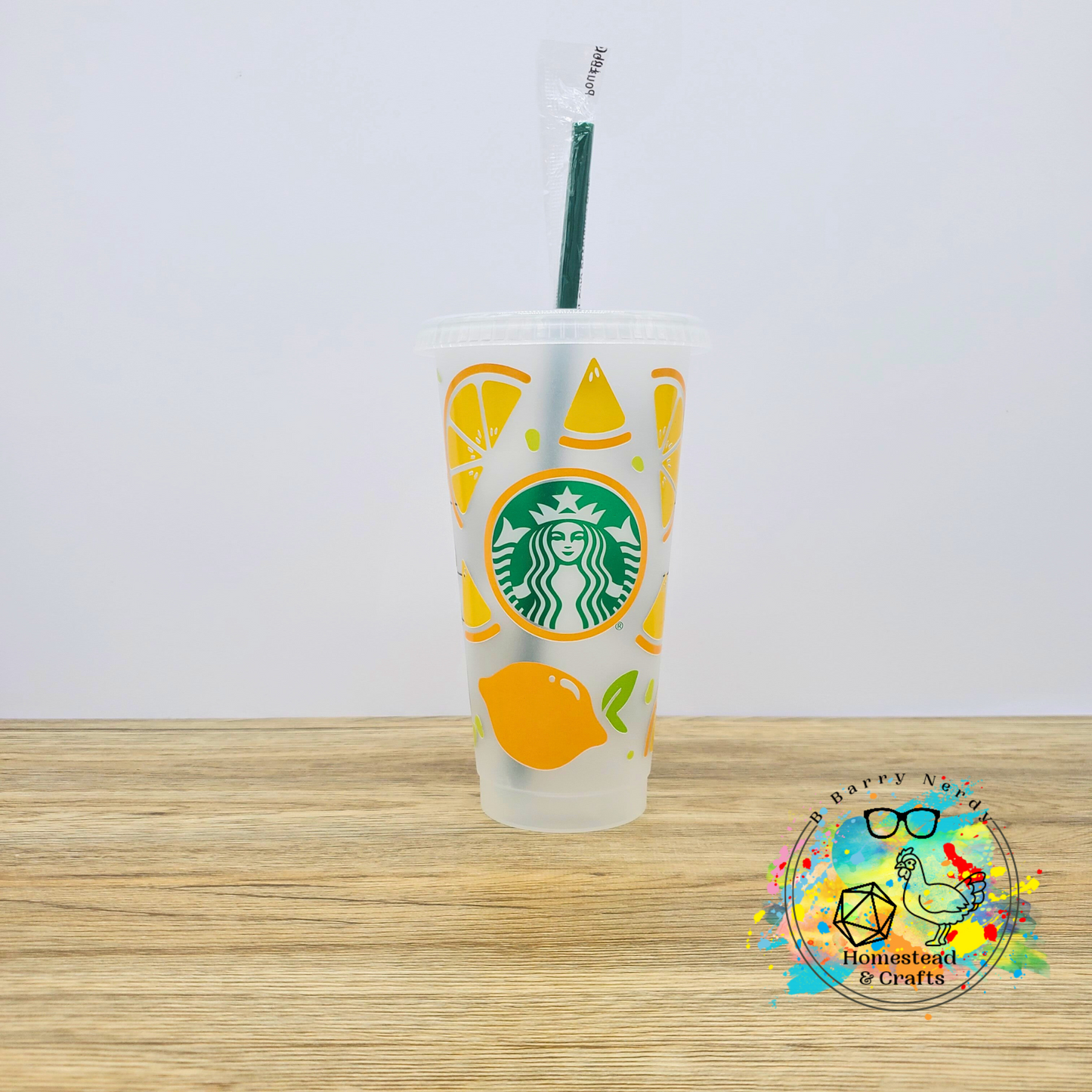 Lemons, 24oz Starbucks Cold Cup with Straw