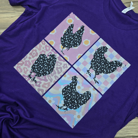 Retro Pastel Chicken Squares DTF Shirt, Crew Neck, or Hoodie
