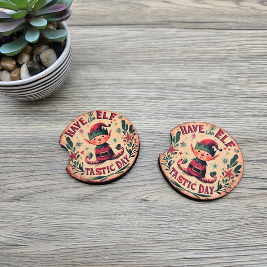 Have an Elftastic Day, Set of 2 Neoprene Car Coasters