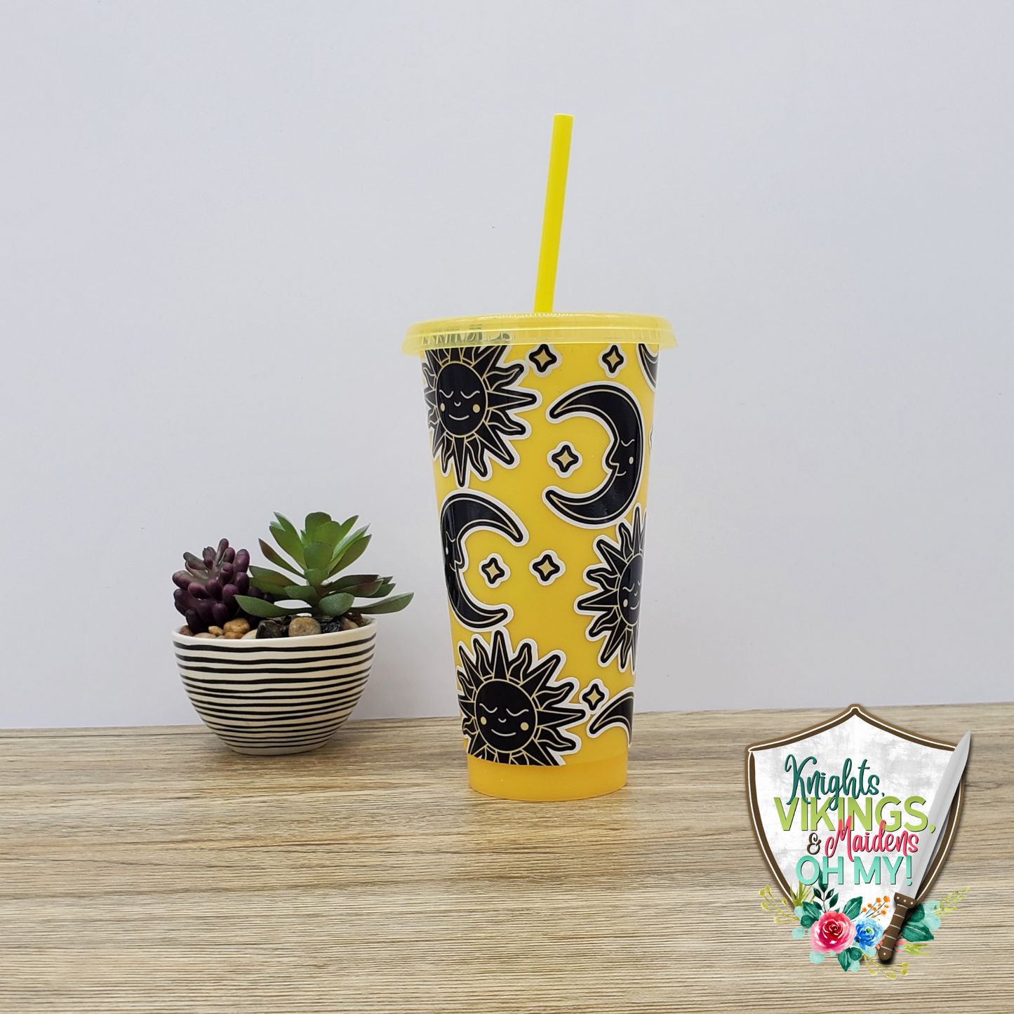 Sun and Moon, Vinyl Cold Cup with a Straw