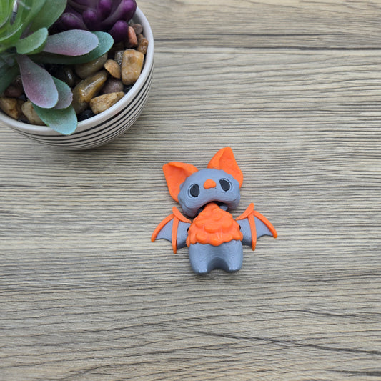 Flexie Bat Pixie- Grey and Orange