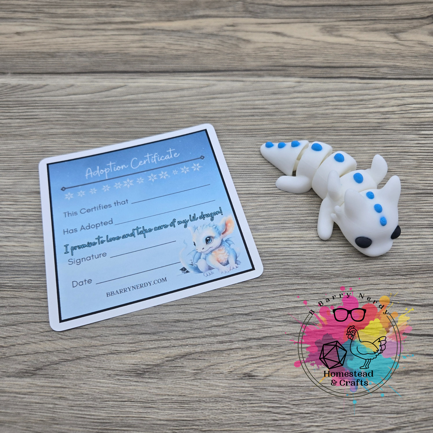 Mini Simple Dragon- White and Blue
