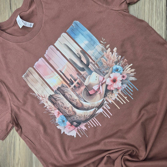 Western Watercolor Drip DTF Shirt, Crew Neck, or Hoodie