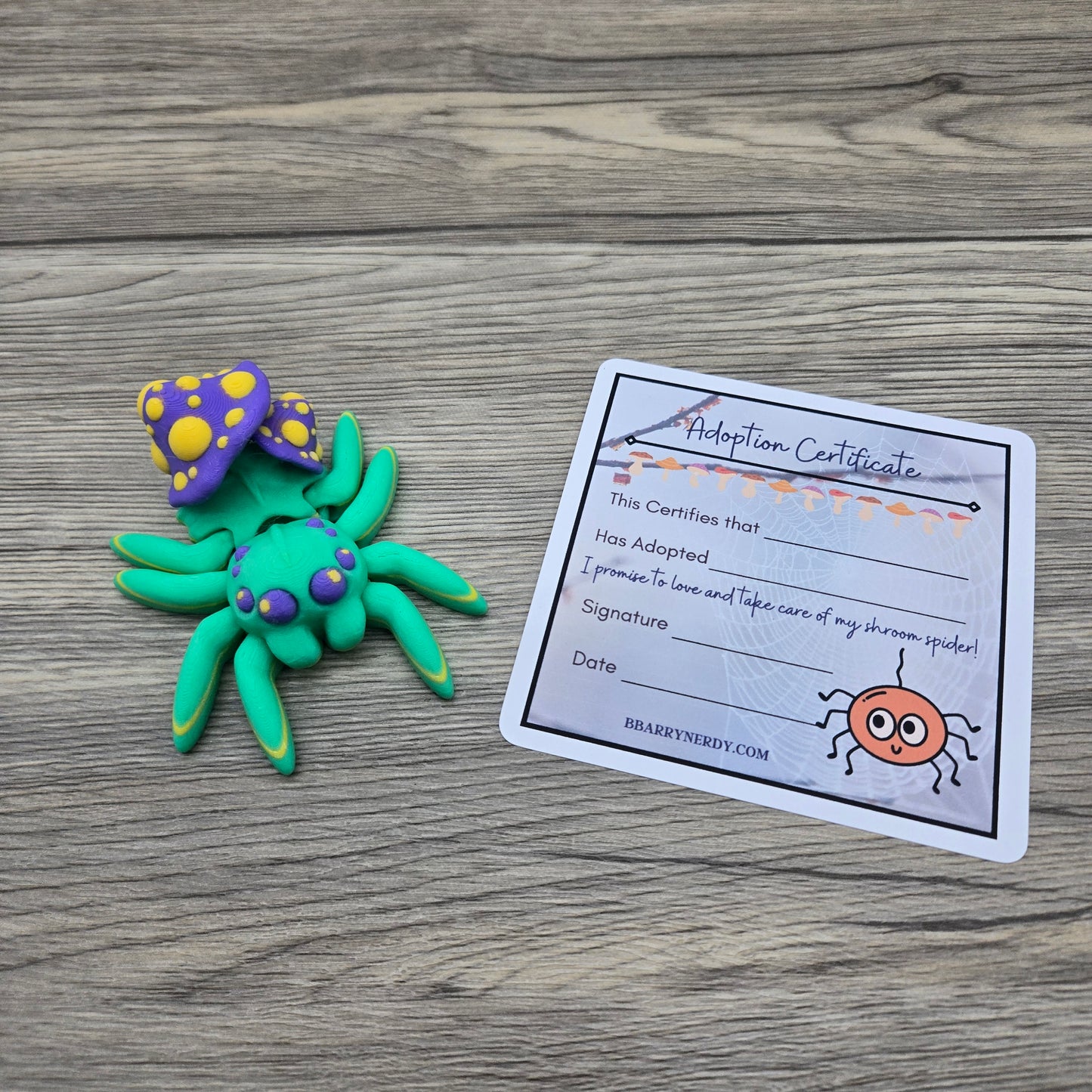 Mushroom Spider- Green, Purple and Yellow