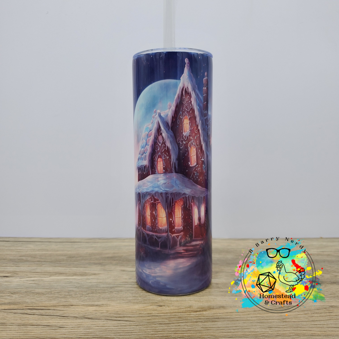 Fantasy Gingerbread House, 20oz Sublimated Steel Tumbler