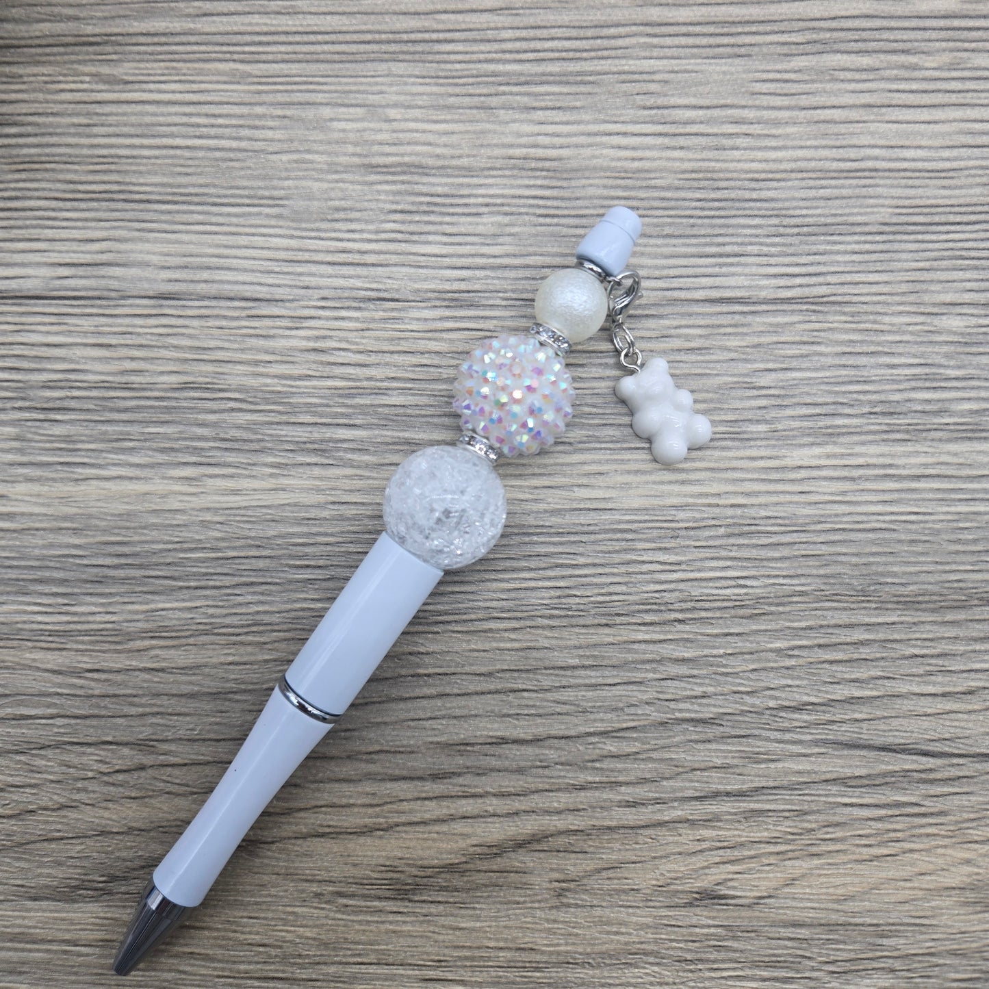 White Candy Bear, Acrylic Bubblegum Ballpoint Black Ink Pen