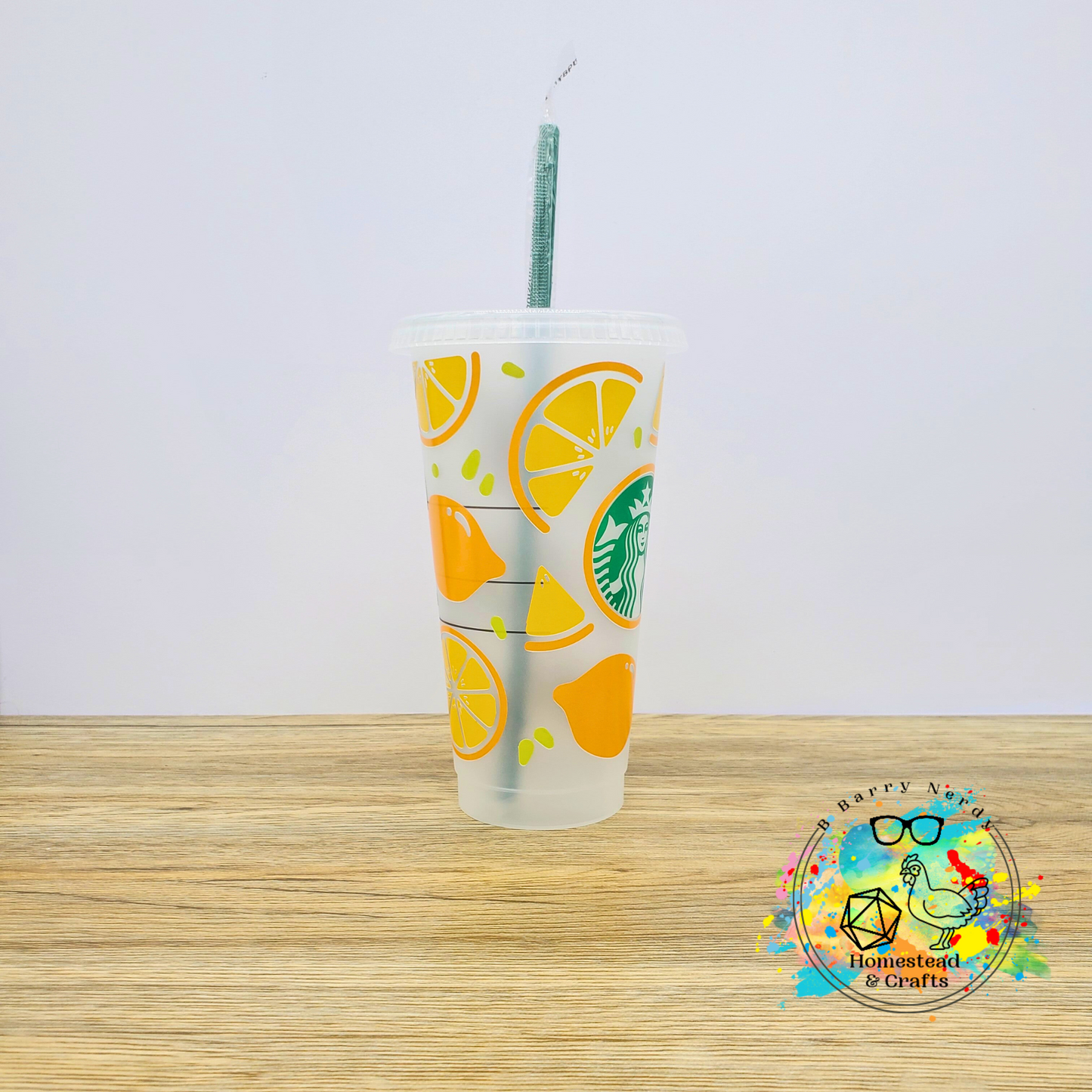 Lemons, 24oz Starbucks Cold Cup with Straw