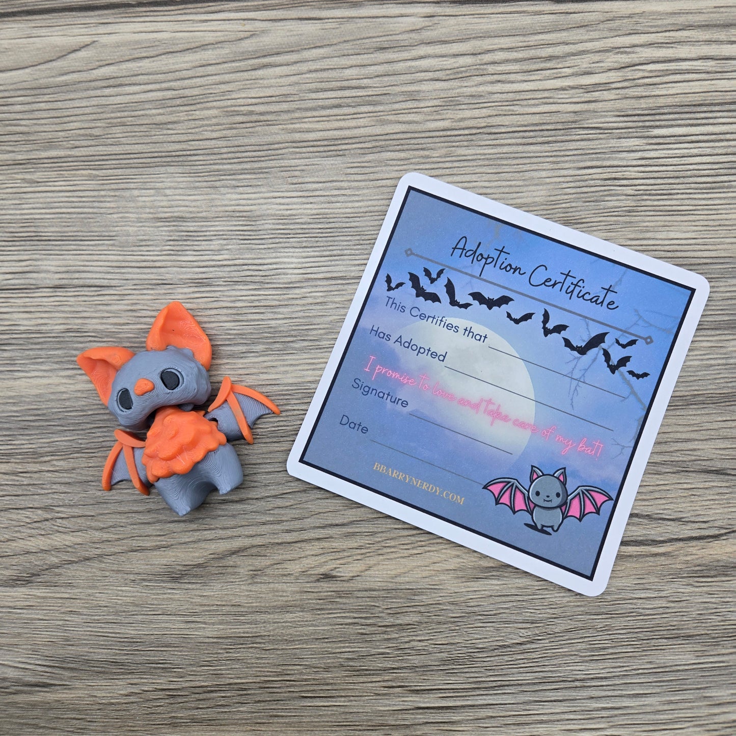 Flexie Bat Pixie- Grey and Orange