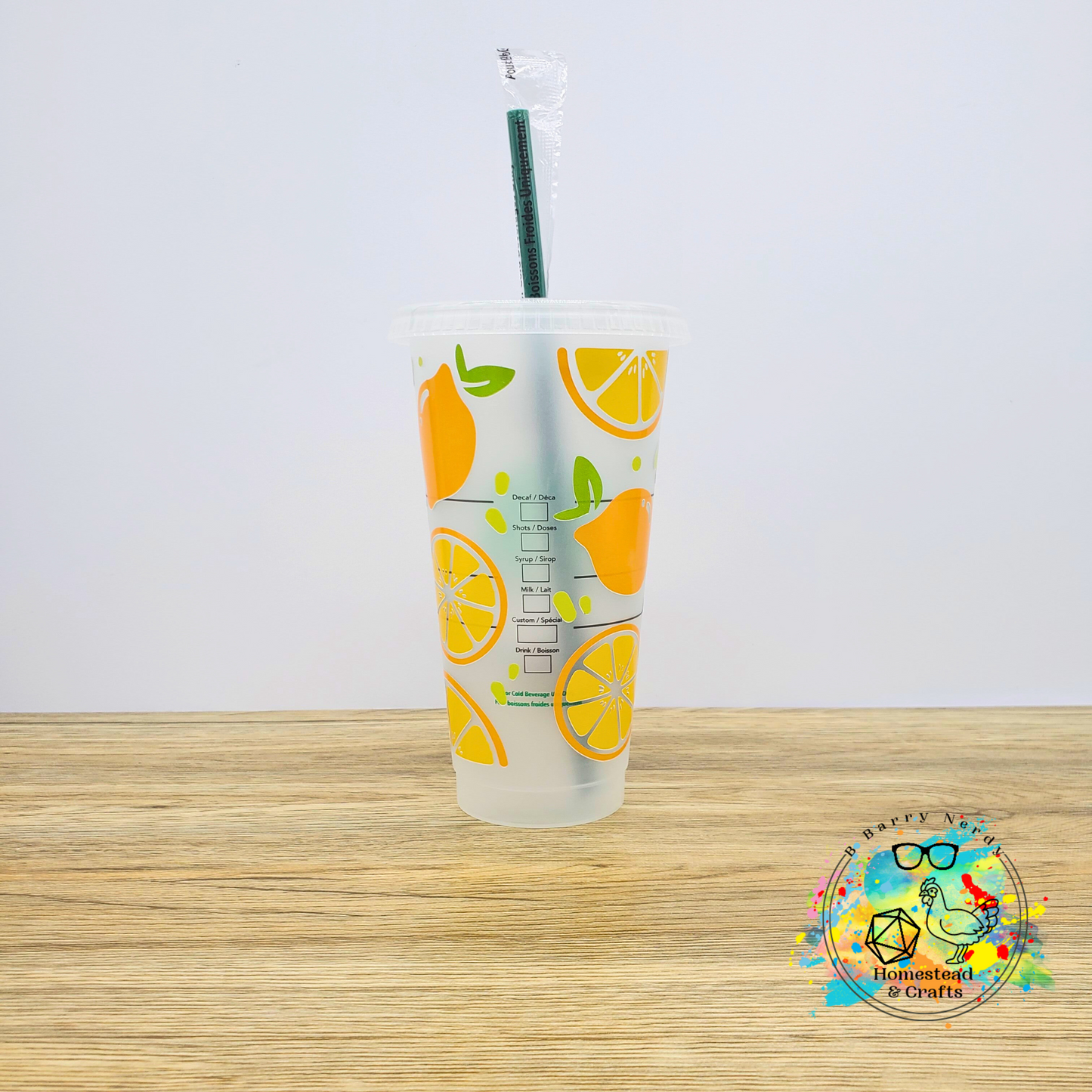 Lemons, 24oz Starbucks Cold Cup with Straw