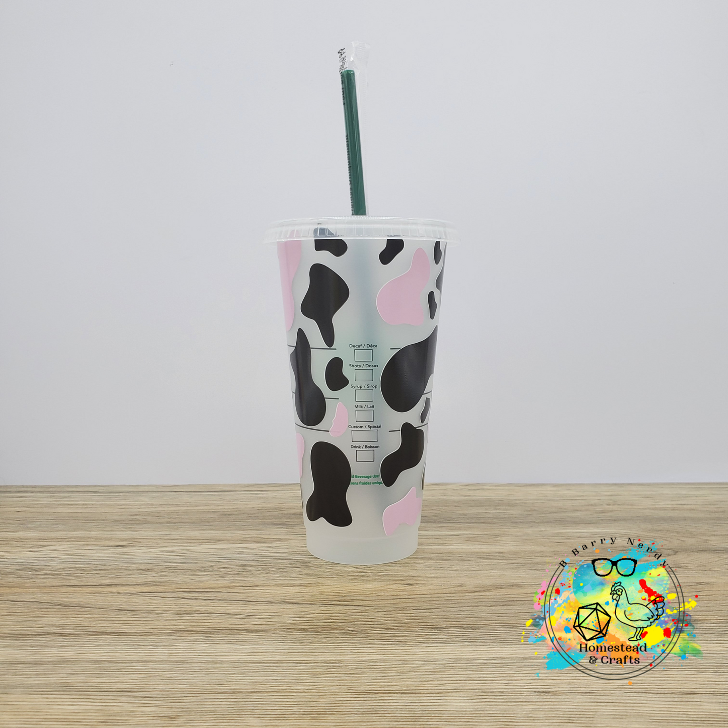 Udderly Cow, 24oz Starbucks Cold Cup with Straw