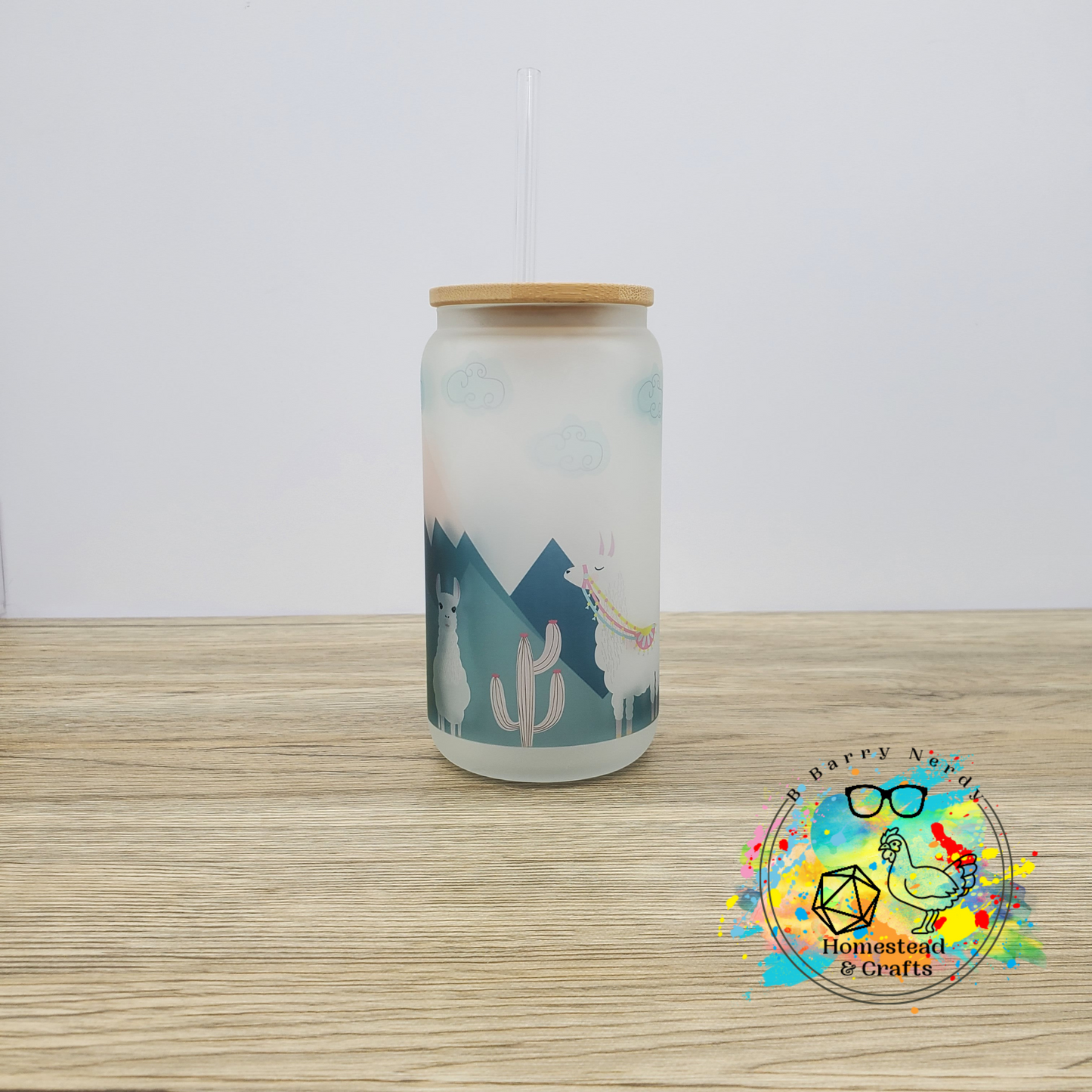 Llama Mountains, 16oz Sublimated Glass Can