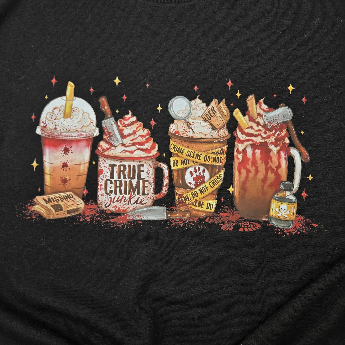 True Crime Coffee and Drink Cups DTF Shirt, Crew Neck, or Hoodie