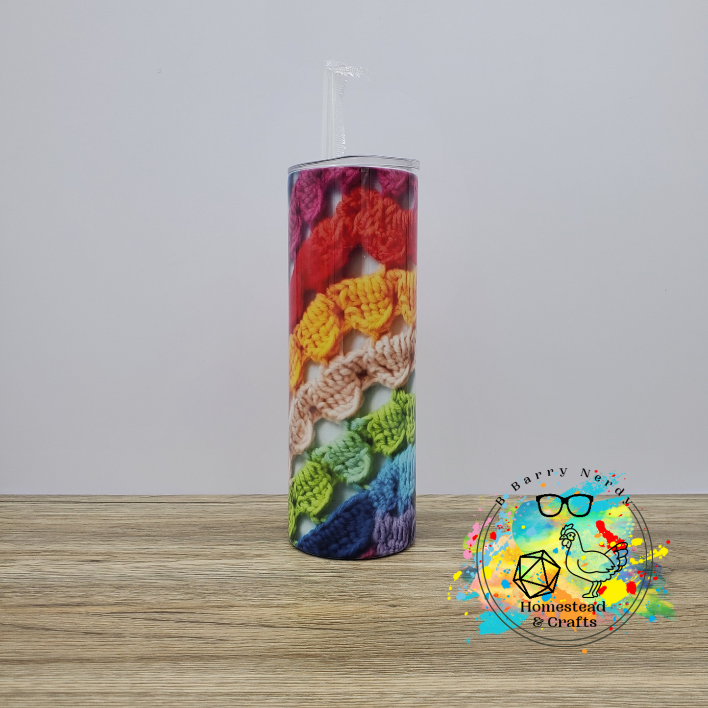 Rainbow Crochet, 20 oz Sublimated Steel Tumbler