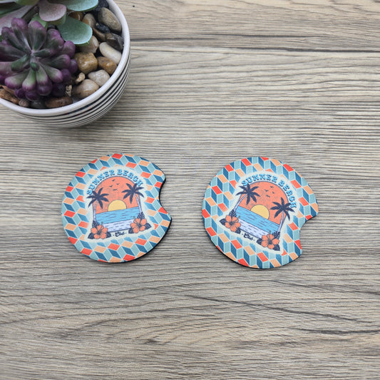 Summer Beach, Set of 2 Neoprene Car Coasters