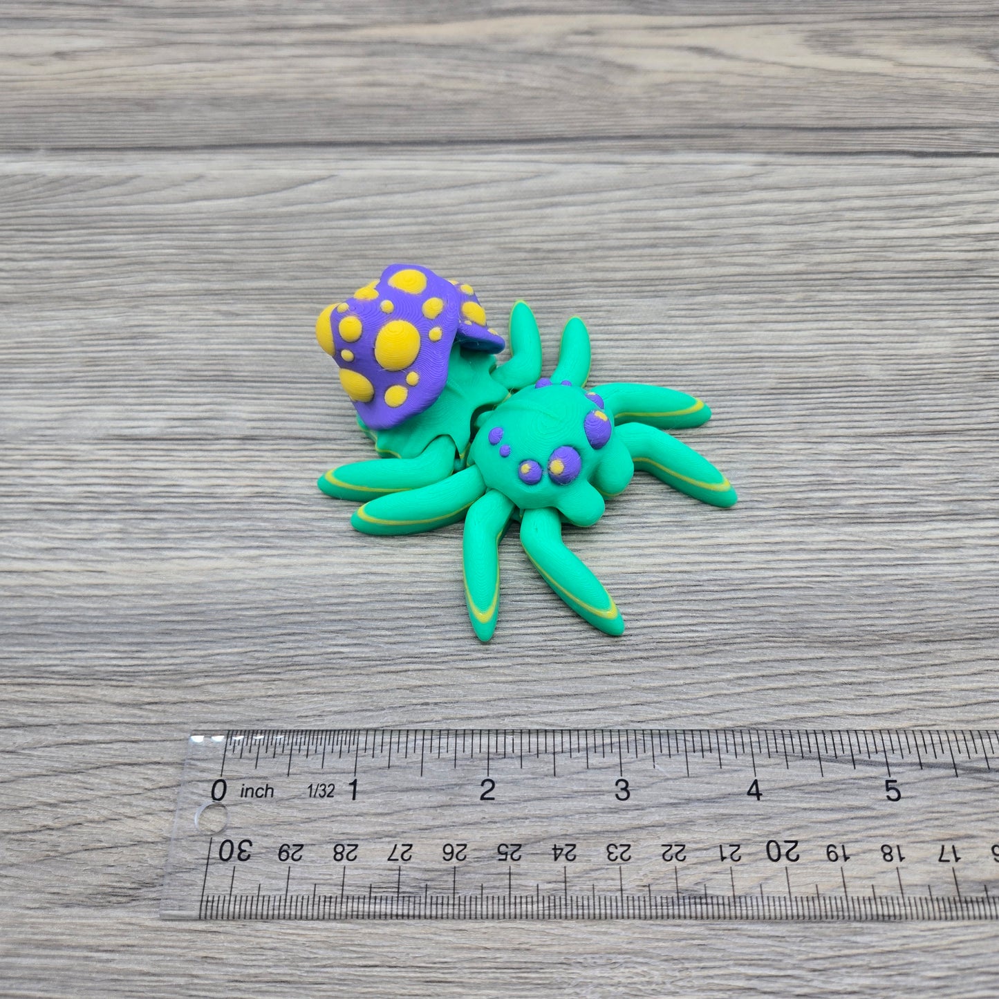 Mushroom Spider- Green, Purple and Yellow
