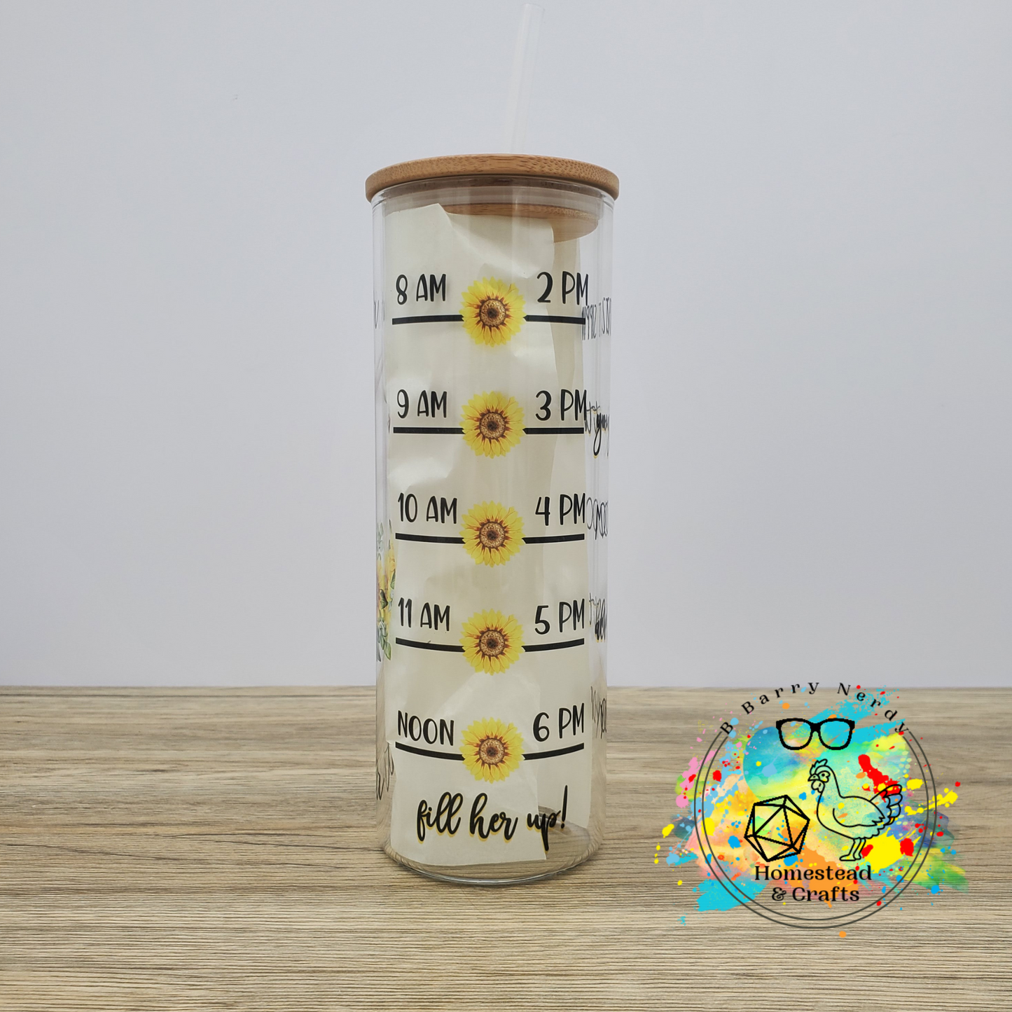 Drink Your Heiffen Water Tracker, 25oz Sublimated Glass Can