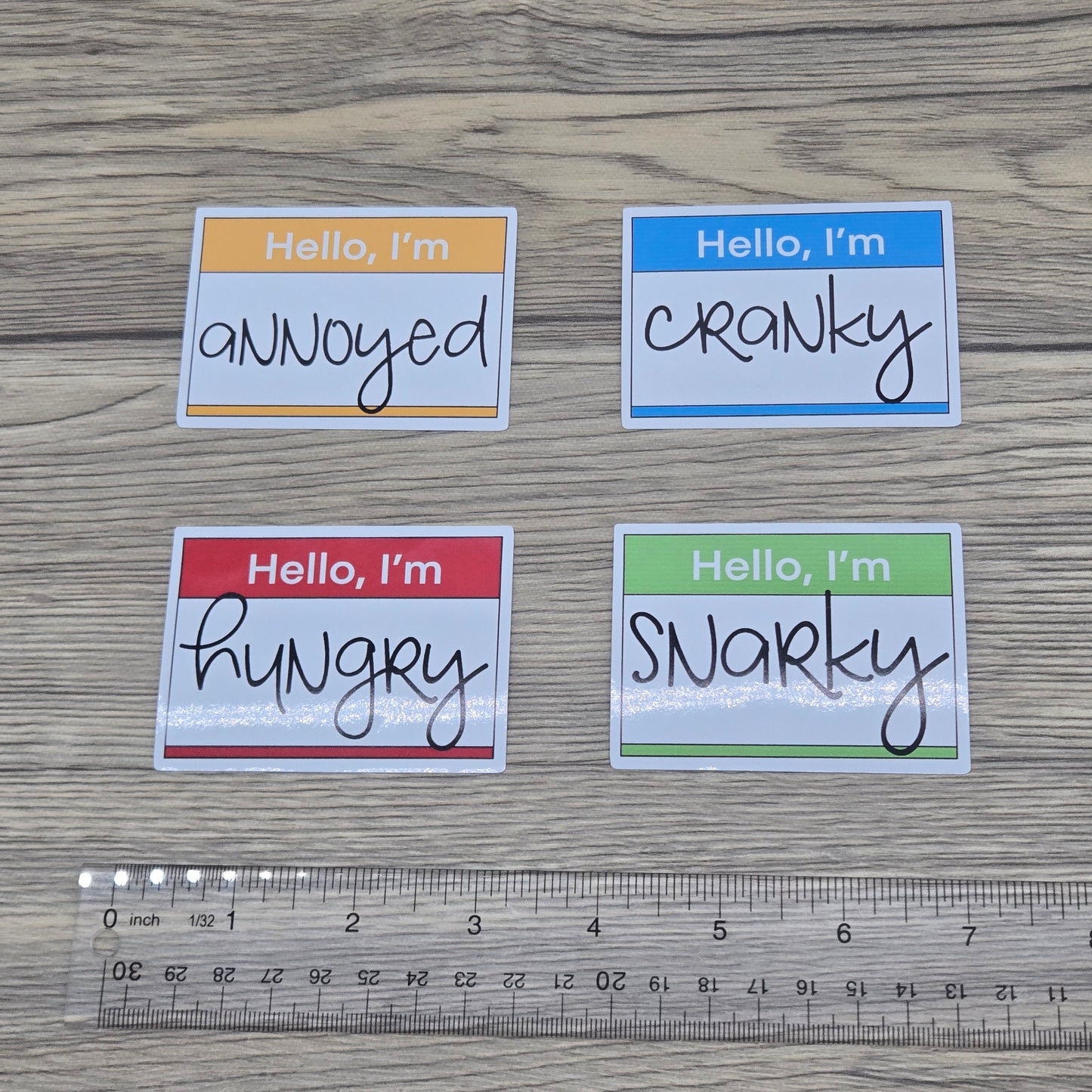 Your Choice of One: Hello Name Tag- Snarky, Die Cut Vinyl Sticker