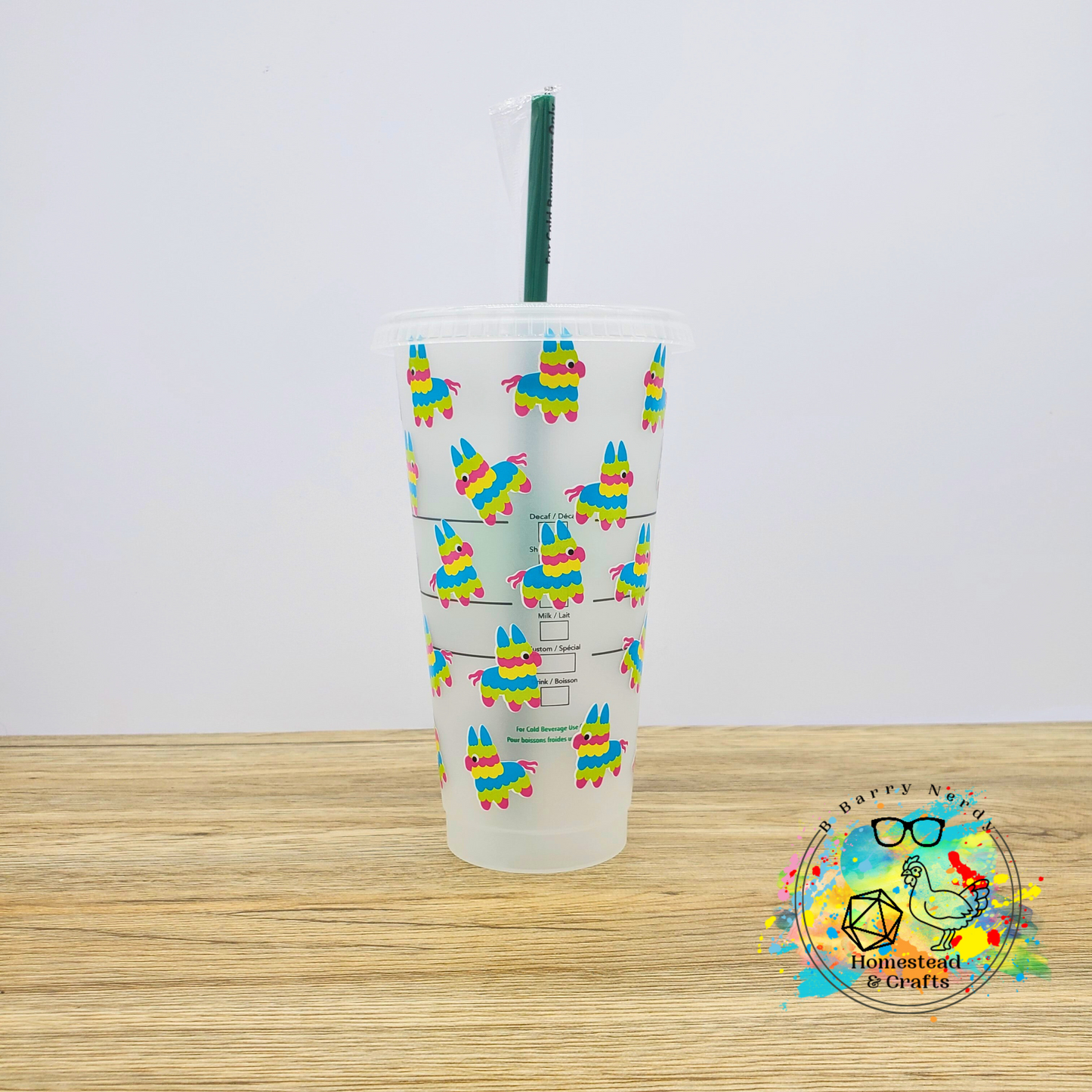 Llama Piñata, 24oz Starbucks Cold Cup with Straw