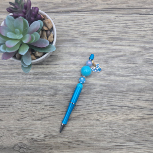 Origami Blue Squirrel , Acrylic Bubblegum Ballpoint Black Ink Pen