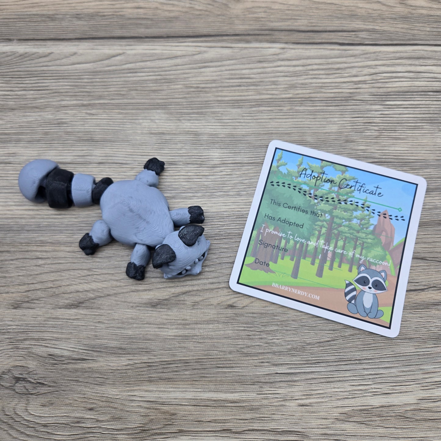 Flexie Racoon- Grey and Black