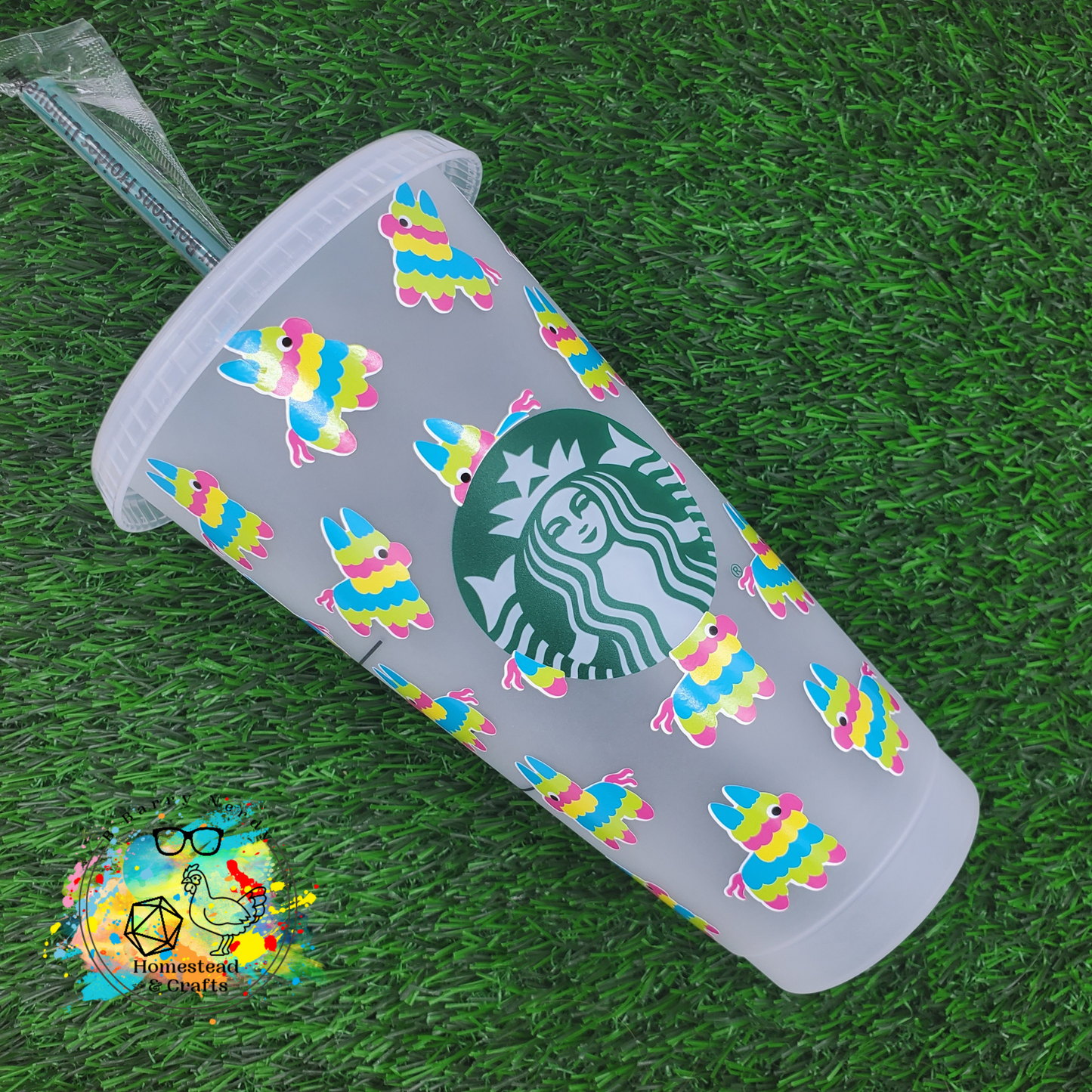 Llama Piñata, 24oz Starbucks Cold Cup with Straw