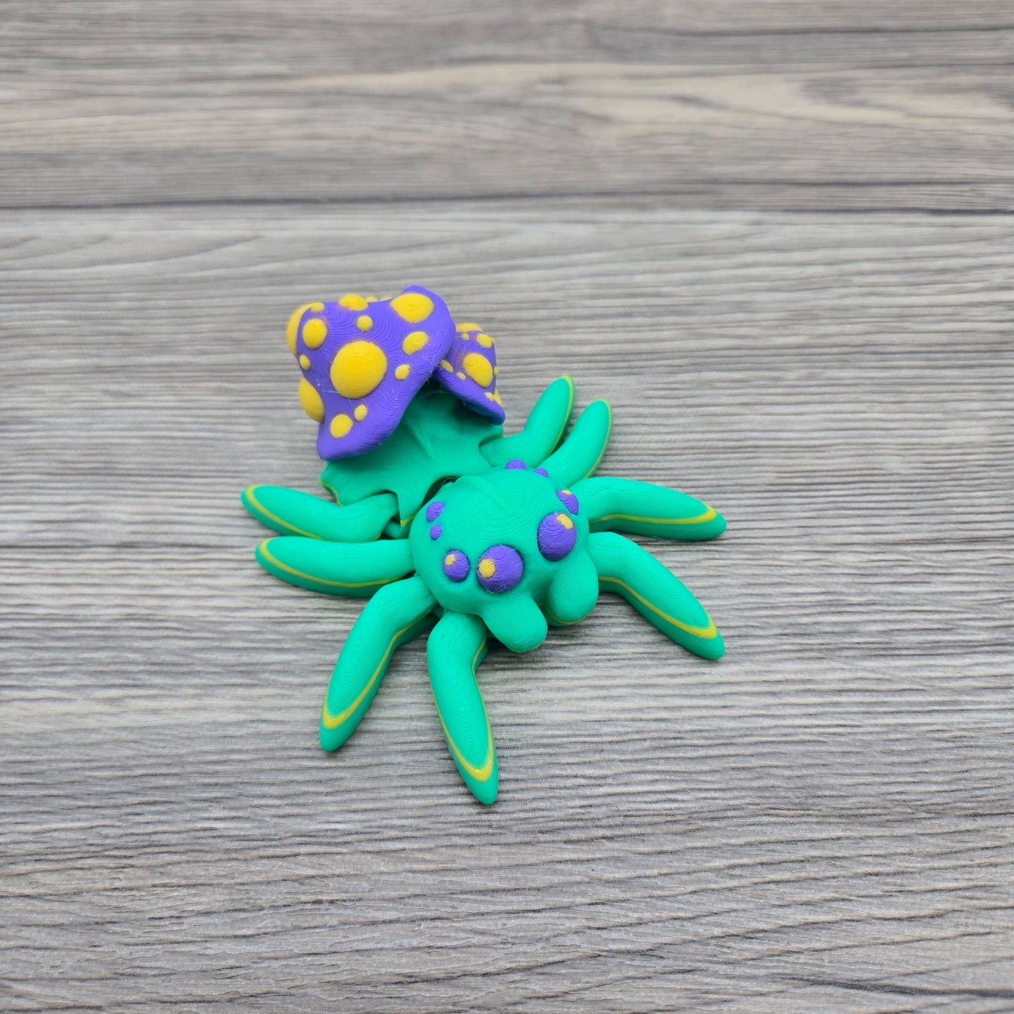 Mushroom Spider- Green, Purple and Yellow