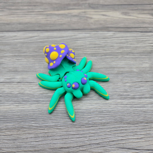Mushroom Spider- Green, Purple and Yellow