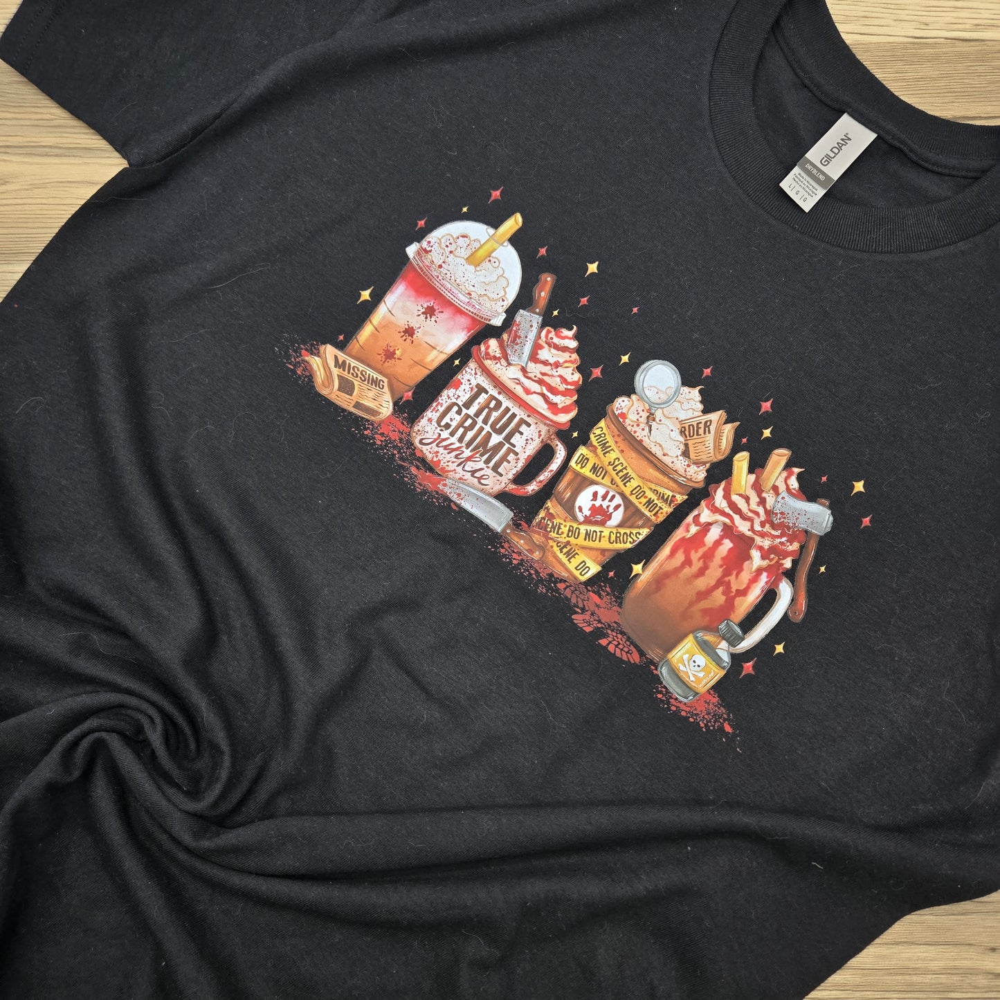 True Crime Coffee and Drink Cups DTF Shirt, Crew Neck, or Hoodie