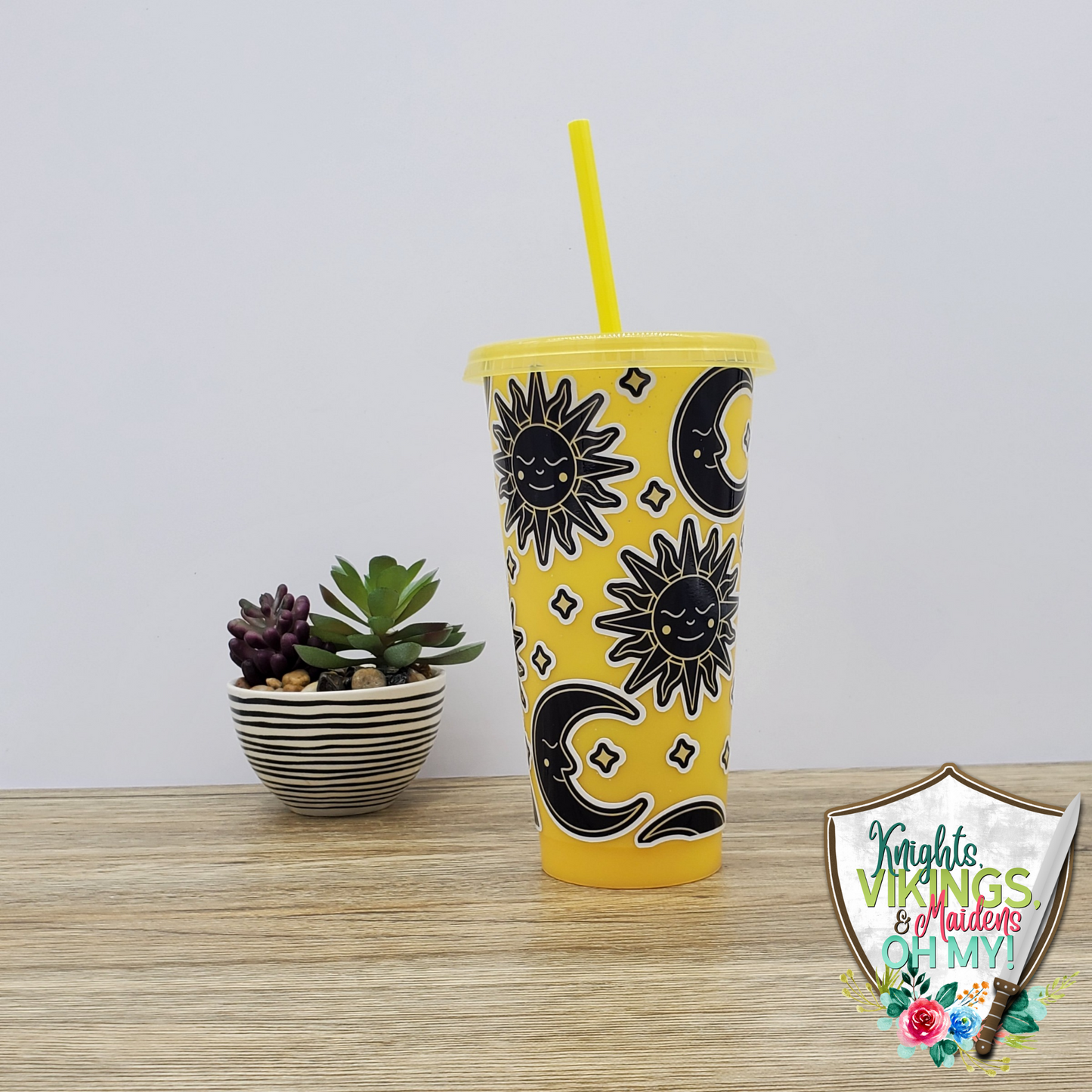 Sun and Moon, Vinyl Cold Cup with a Straw