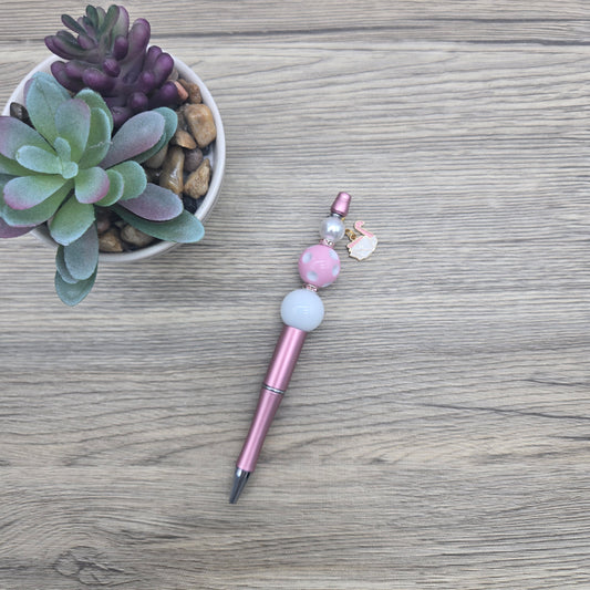 Origami Pink Swan , Acrylic Bubblegum Ballpoint Black Ink Pen