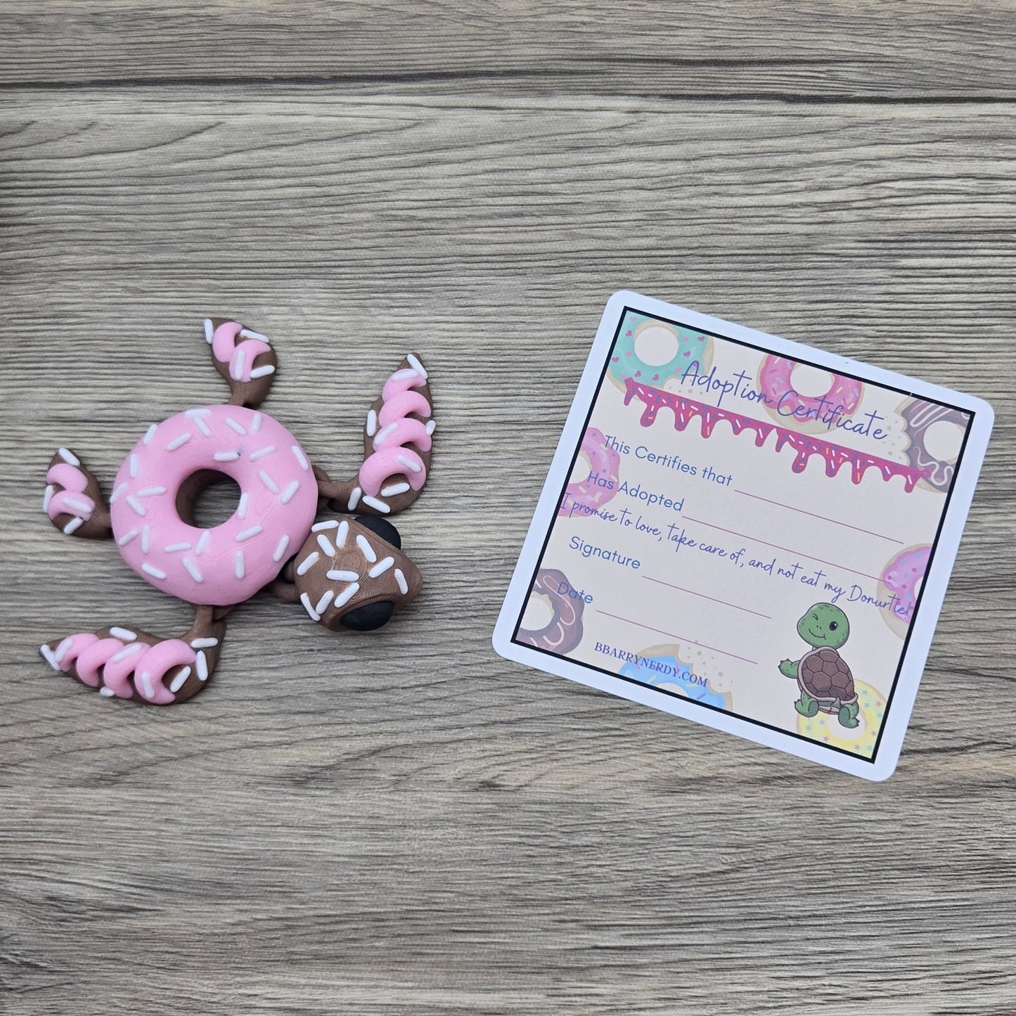Flexi Donurtle- Strawberry Frosting with White Sprinkles