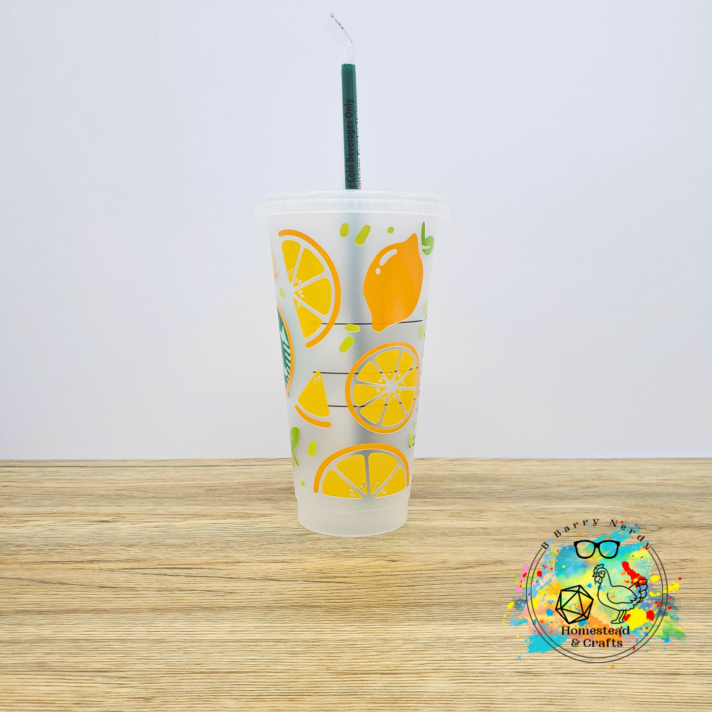 Lemons, 24oz Starbucks Cold Cup with Straw