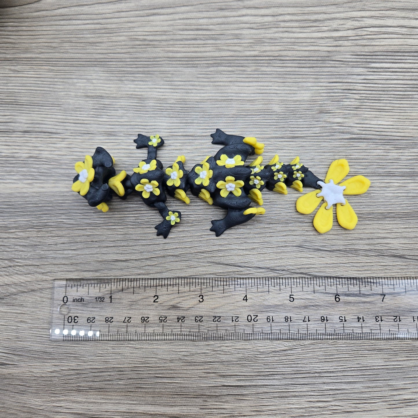 Tiny Flowers Dragon- Yellow Flowers, Black Dragon