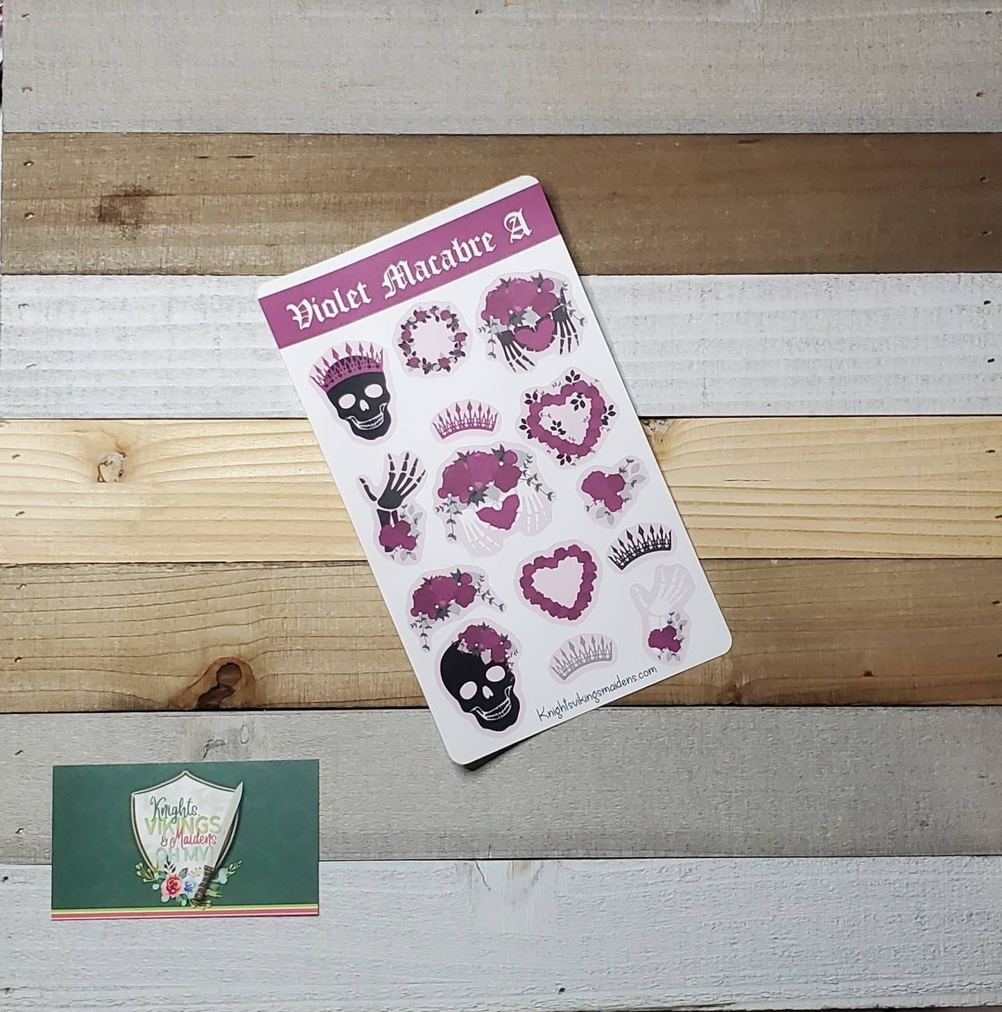 Violet Skulls Sticker Sheet, Day of the Dead, Crowns, Floral, Macabre, Bullet Journal, Planning Stickers, Teen, Tween Stickers