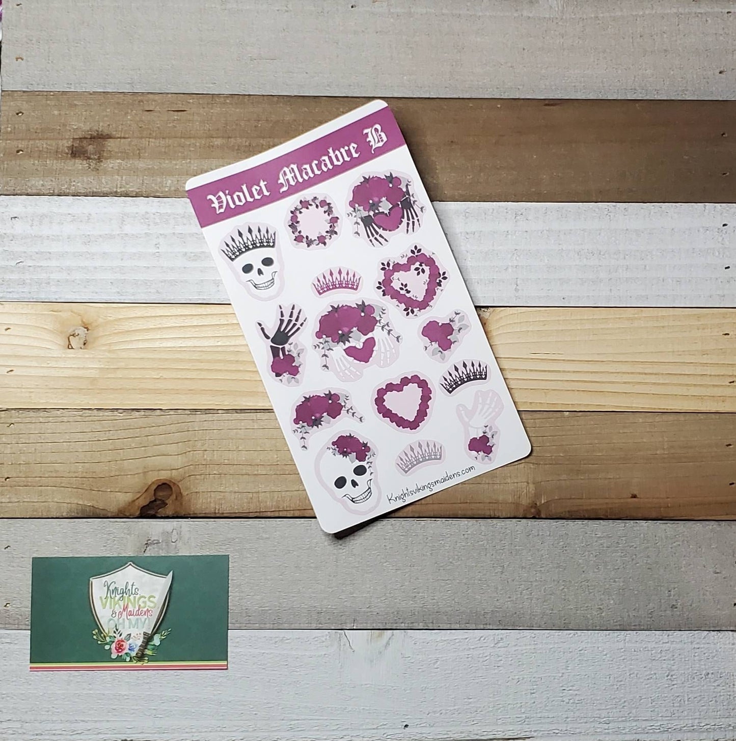 Violet Skulls Sticker Sheet, Day of the Dead, Crowns, Floral, Macabre, Bullet Journal, Planning Stickers, Teen, Tween Stickers