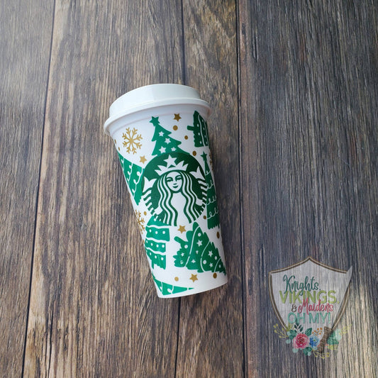 Christmas Tree Hot Cup, 16oz Starbucks Hot Cup