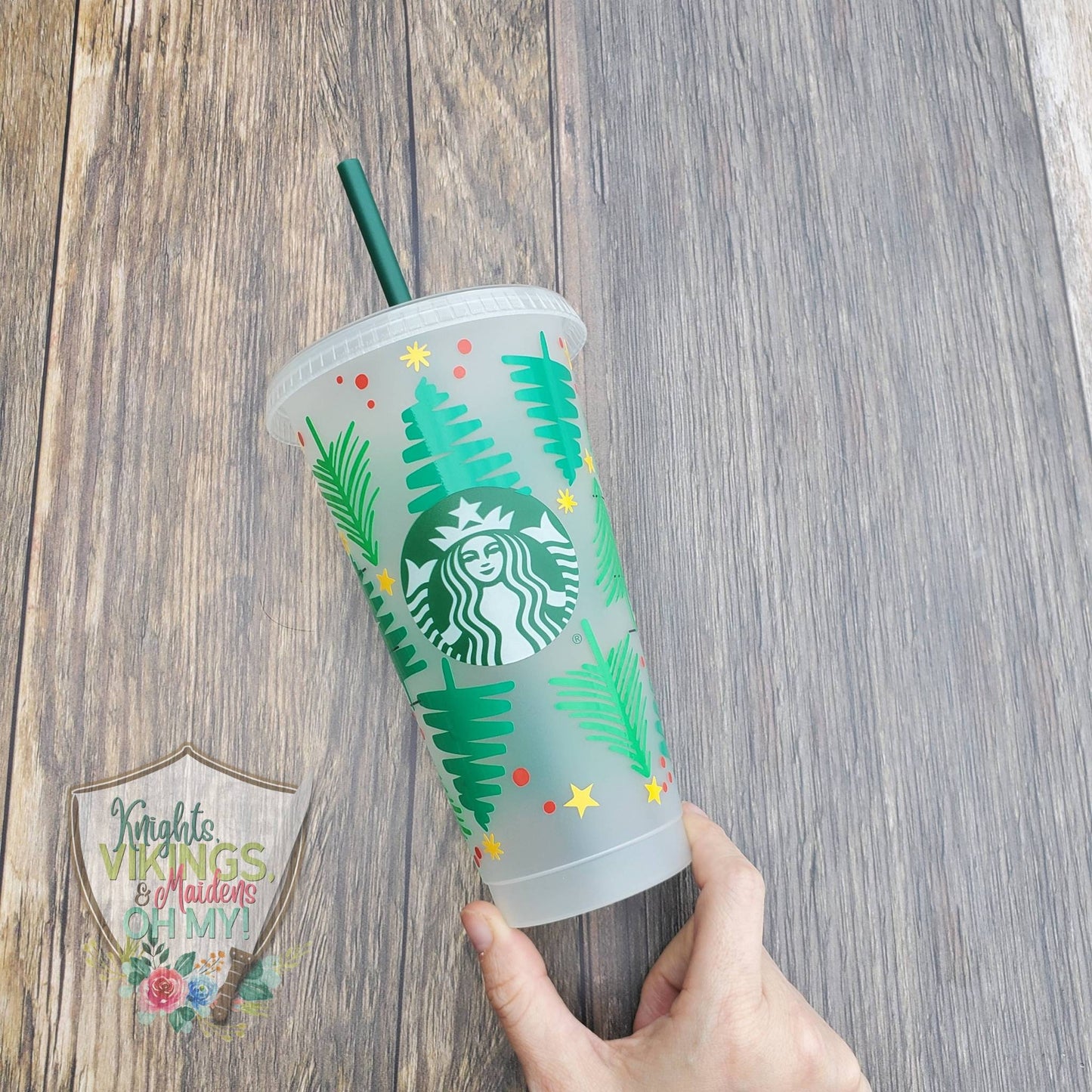 Christmas Tree Cup, Starbucks Cold Cup with Straw