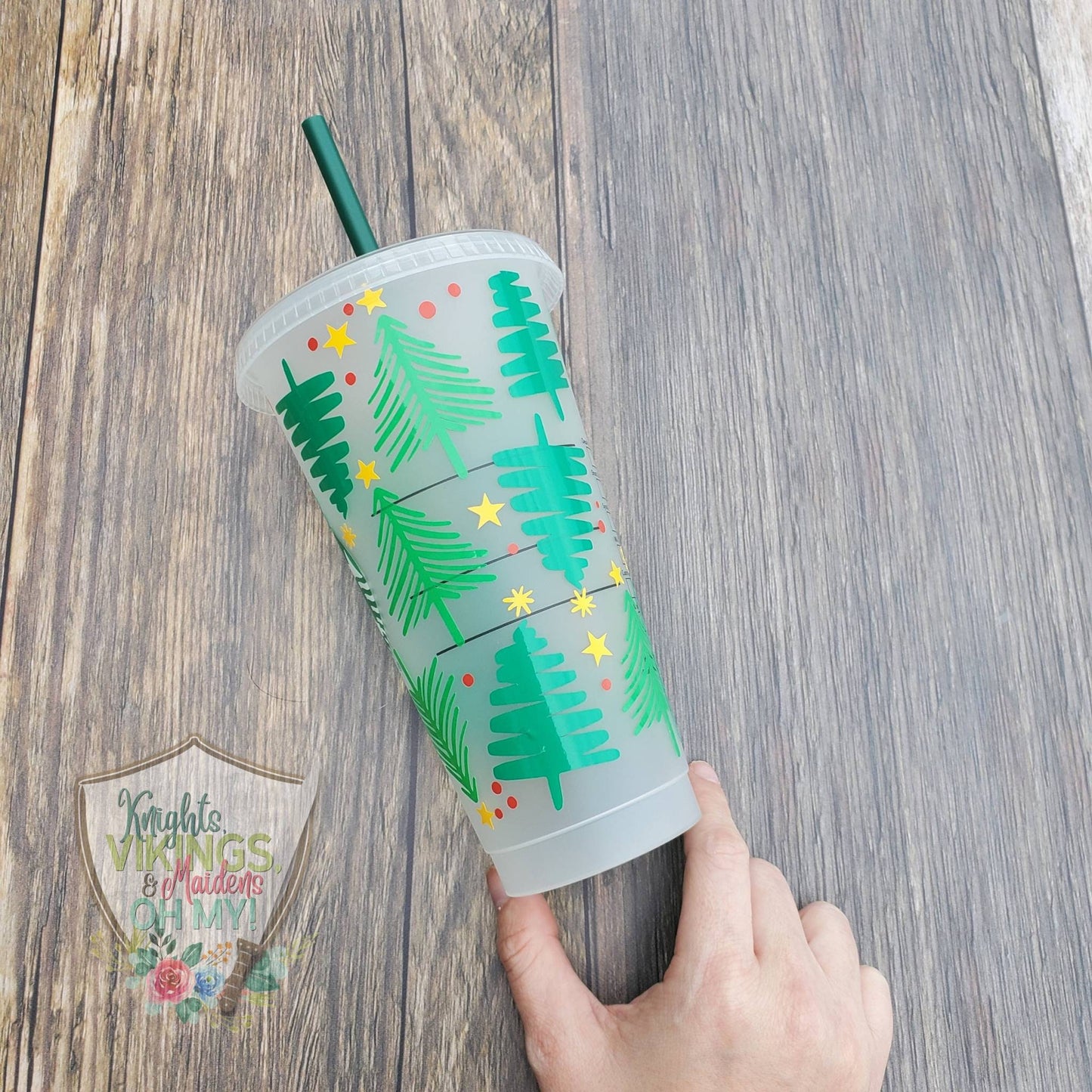 Christmas Tree Cup, Starbucks Cold Cup with Straw
