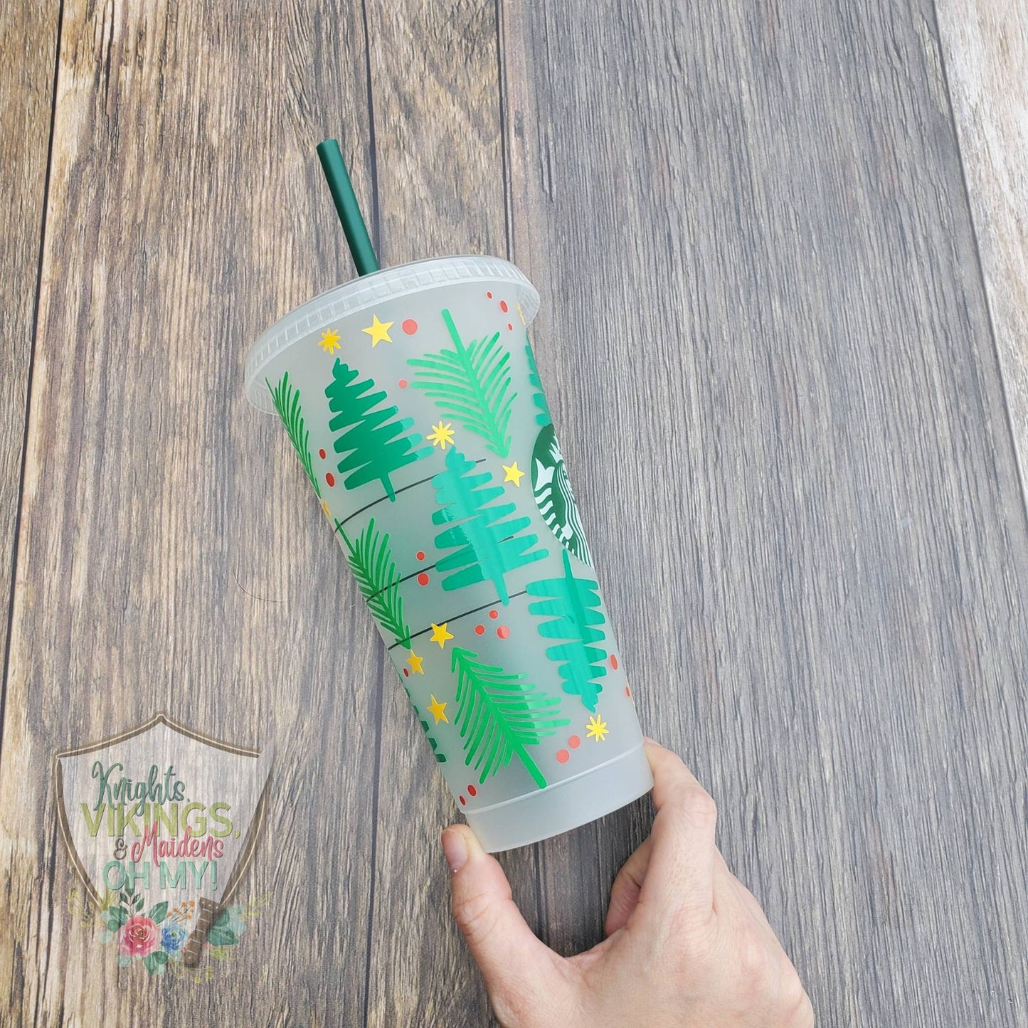 Christmas Tree Cup, Starbucks Cold Cup with Straw