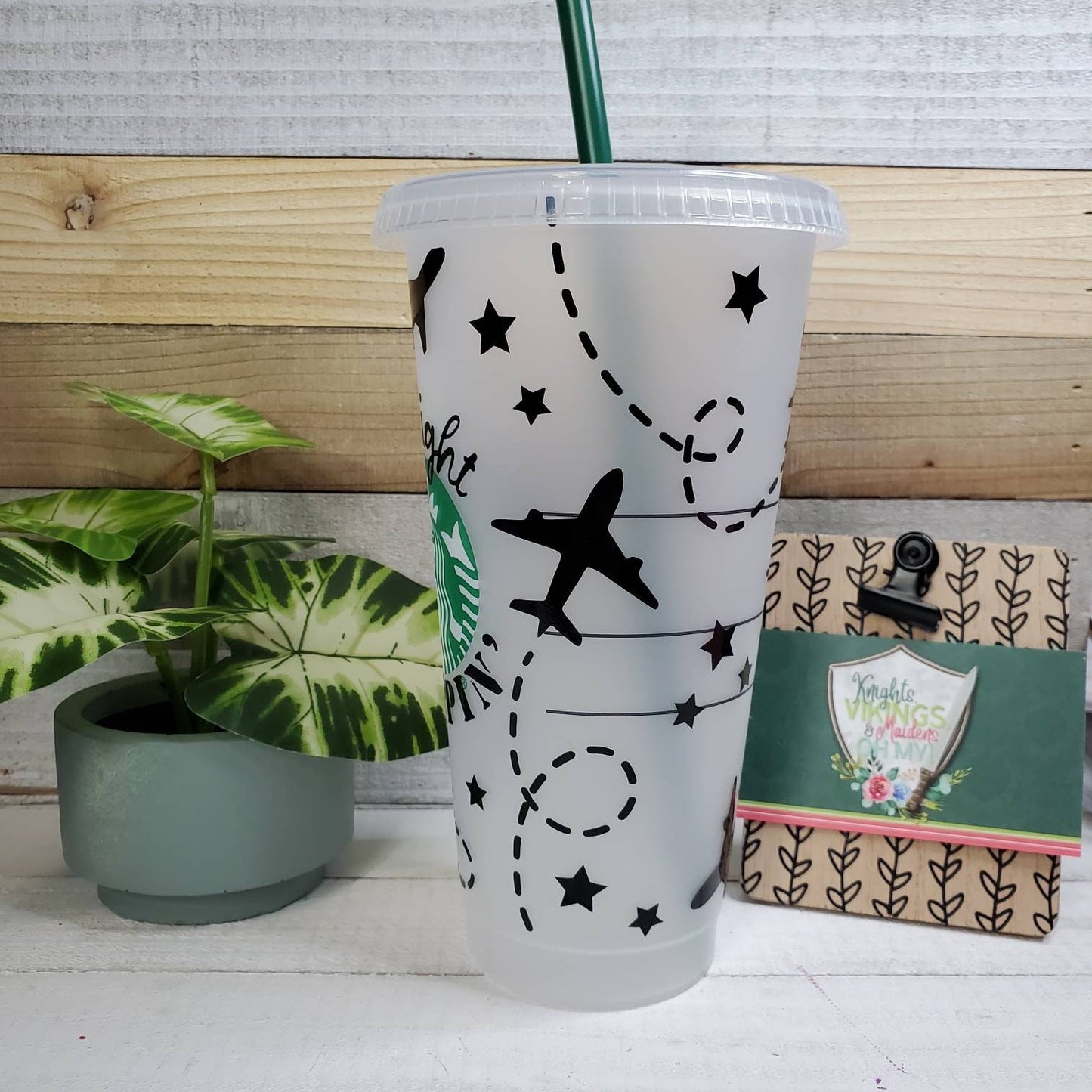 AirPlanes Cup, Straight Trippin, Starbucks Cold Cup with Straw
