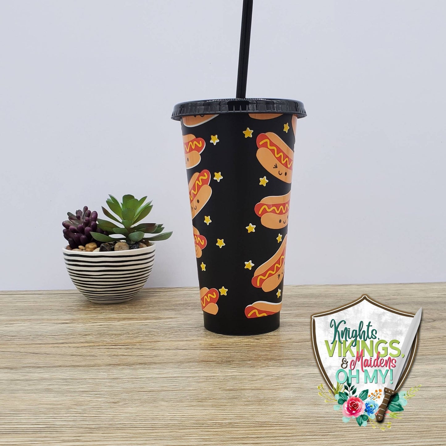 Hot Dog Cold Cup, Cold Cup with a Straw