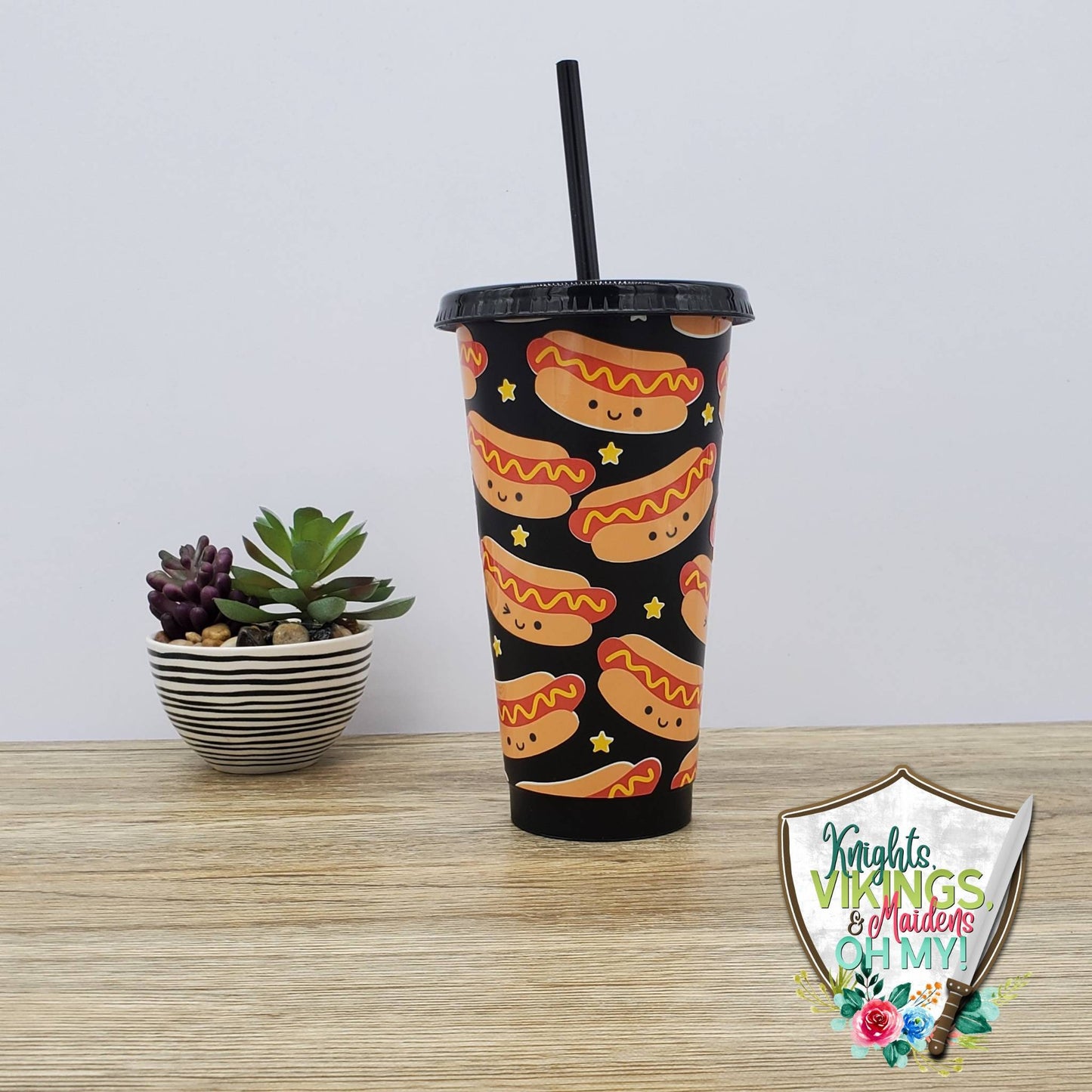 Hot Dog Cold Cup, Cold Cup with a Straw