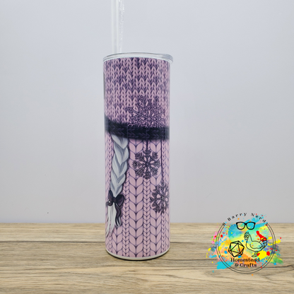 Purple Winter Sweater Gnome, 20oz Sublimated Steel Tumbler