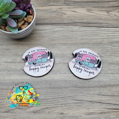 Happy Camper, Set of 2 Neoprene Car Coasters