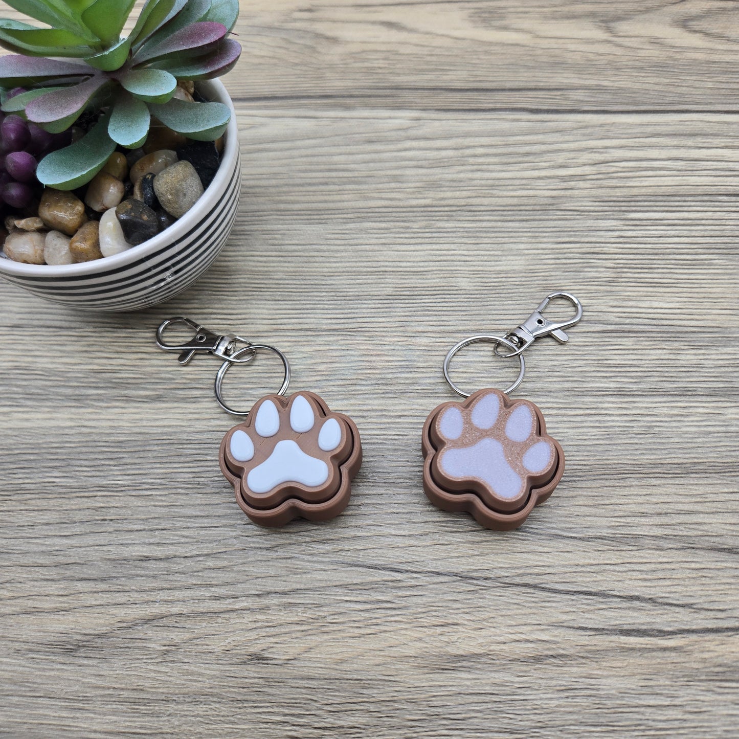 Your Choice of Paw Print Clicker- Brown and White