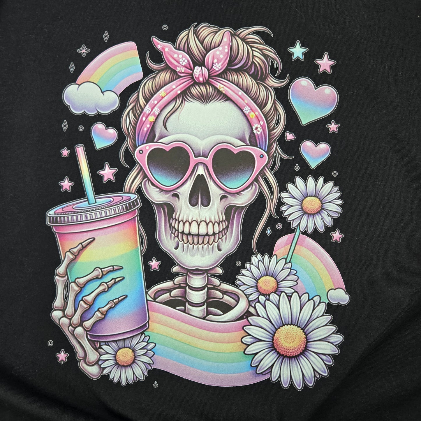 Rainbow Girl Coffee Skeleton DTF Shirt, Crew Neck, or Hoodie