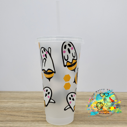 Boo Bees, Vinyl Cold Cup with a Straw